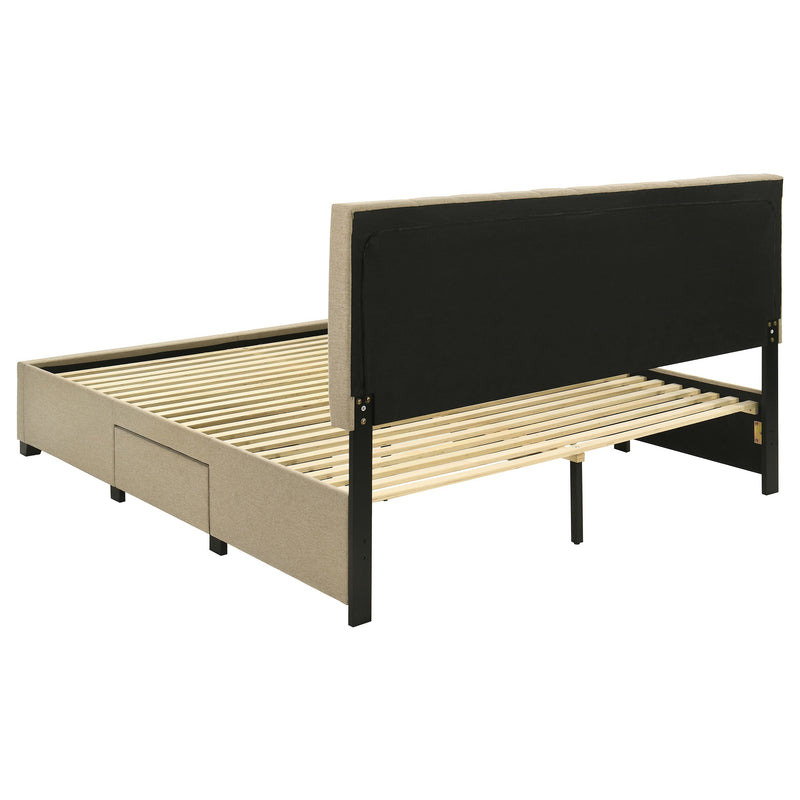 Wheatland 4-drawer Upholstered Storage Bed Light Brown