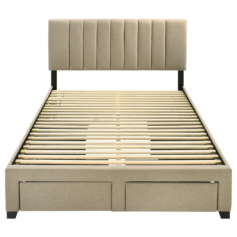 Wheatland 4-drawer Upholstered Storage Bed Light Brown