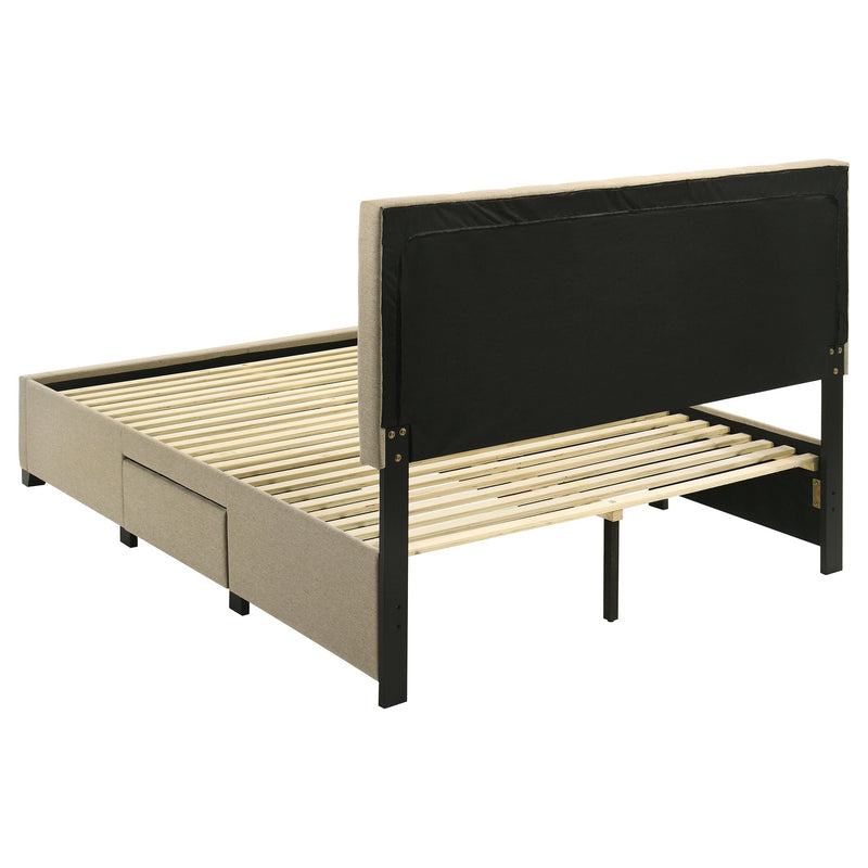 Wheatland 4-drawer Upholstered Storage Bed Light Brown