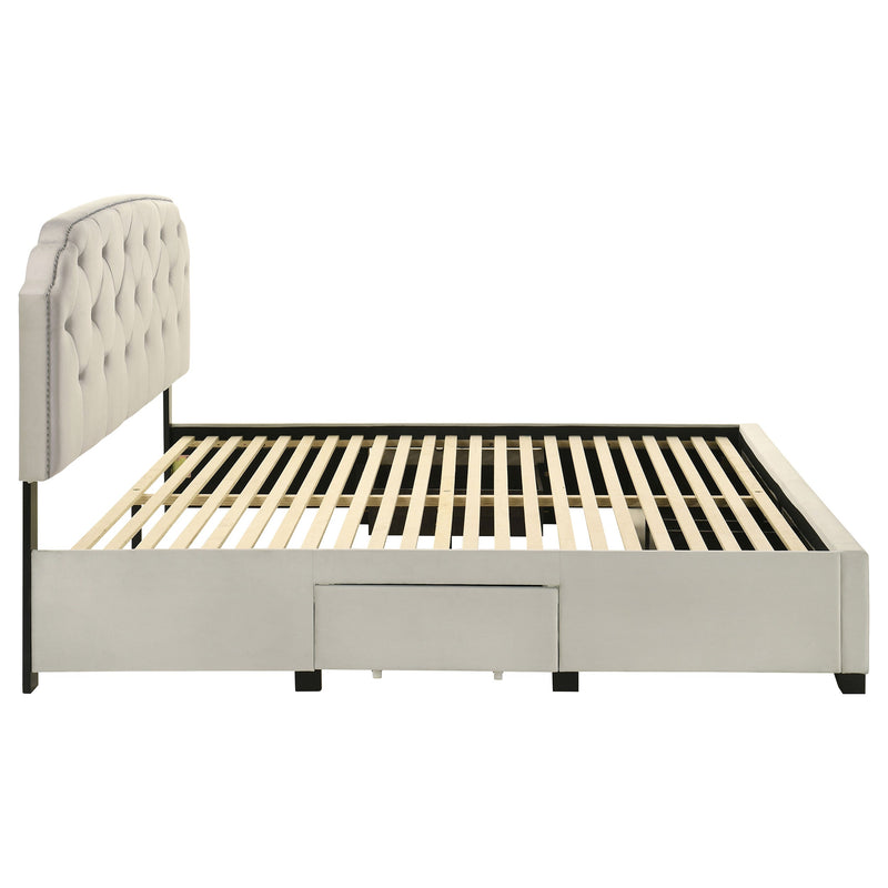 Marianna 4-drawer Upholstered Storage Bed Cream