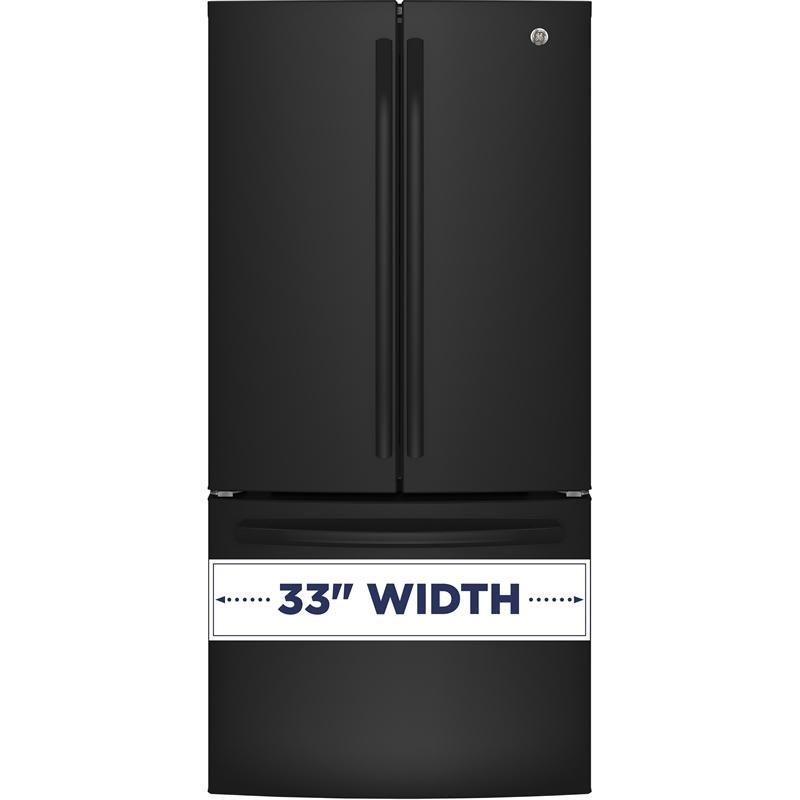 33-inch, 24.8 cu. ft. French 3-Door Refrigerator with Ice and Water (GNE25JGKBB)