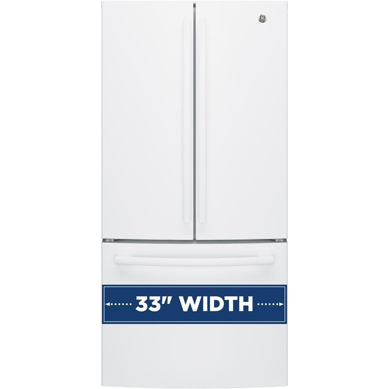 33-inch, 24.8 cu. ft. French 3-Door Refrigerator with Ice and Water (GNE25JGKWW)