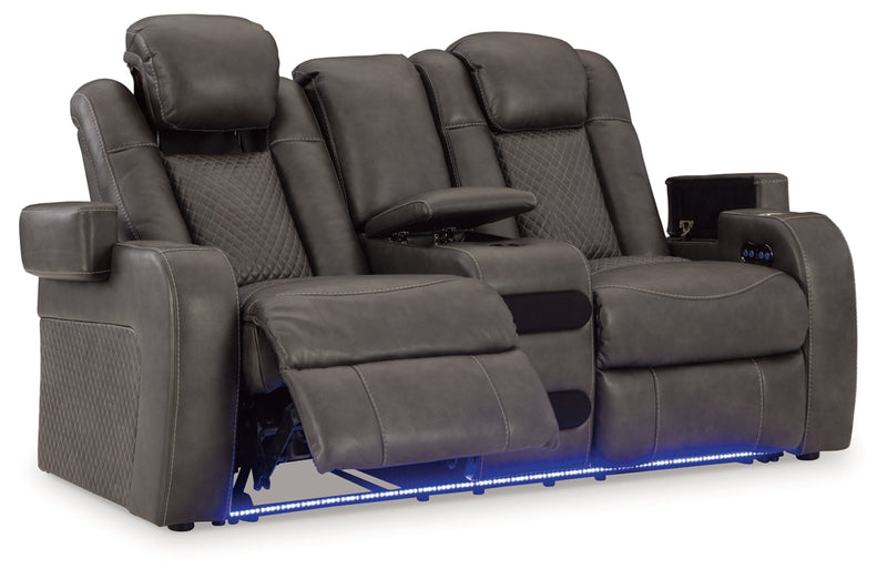 Fyne-Dyme Power Reclining Loveseat/Console/Adjustable Headrest