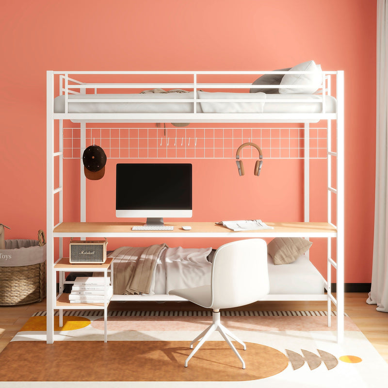 Campus Metal Full Over Twin Workstation Bunk Bed