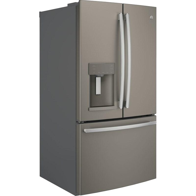 36-inch, 27.8 cu.ft. Freestanding French 3-Door Refrigerator with Ice and Water Dispensing System (GFE28GMKES)