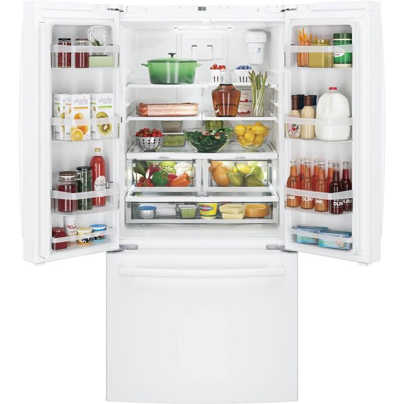 33-inch, 18.6 cu. ft. Counter-Depth French-Door Refrigerator with Ice Maker (GWE19JGLWW)