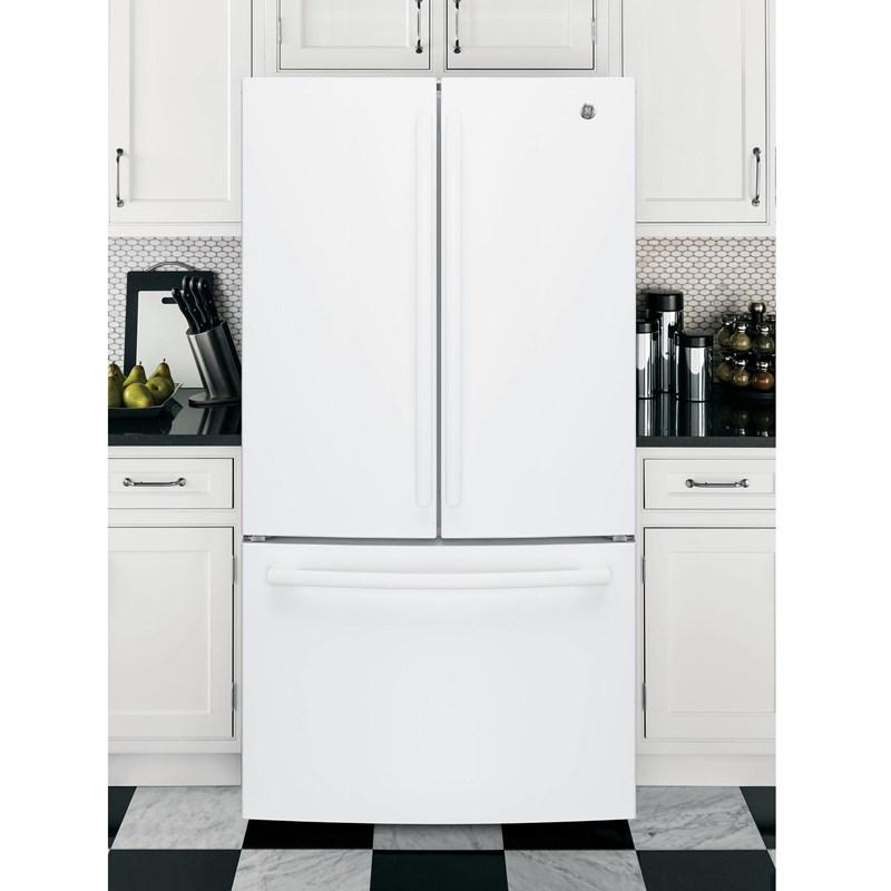 36-inch, 27 cu.ft. Freestanding French 3-Door Refrigerator with Internal Water Dispenser (GNE27JGMWW)