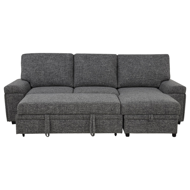 Demko Sleeper Sectional Sofa with Speaker and Storage Chaise Brown