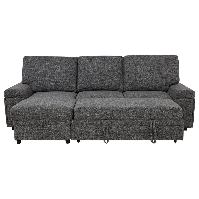 Demko Sleeper Sectional Sofa with Speaker and Storage Chaise Brown