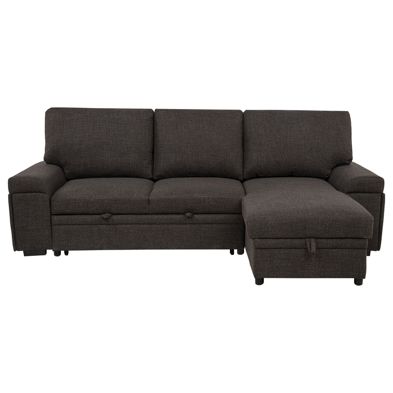 Demko Sleeper Sectional Sofa with Speaker and Storage Chaise Brown