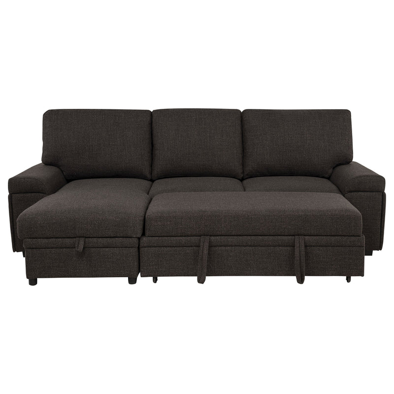Demko Sleeper Sectional Sofa with Speaker and Storage Chaise Brown