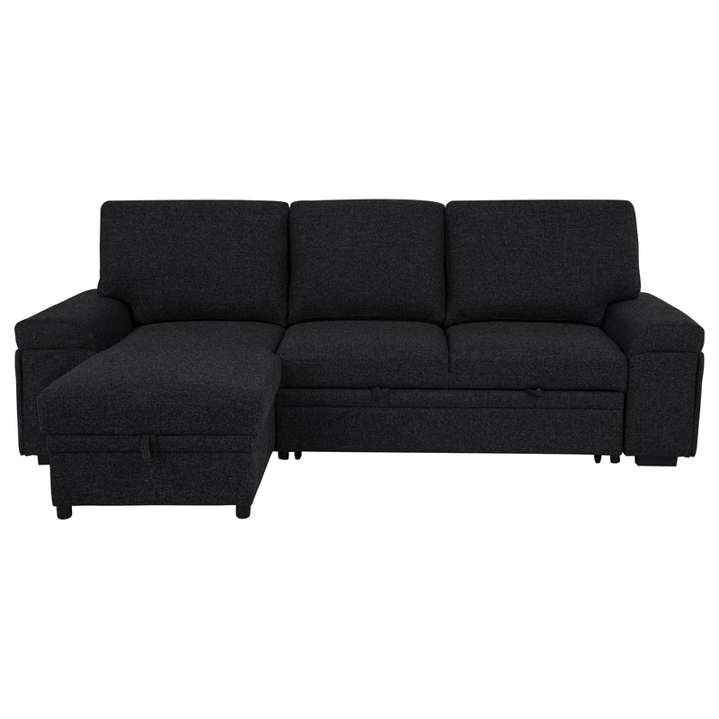 Demko Sleeper Sectional Sofa with Speaker and Storage Chaise Brown