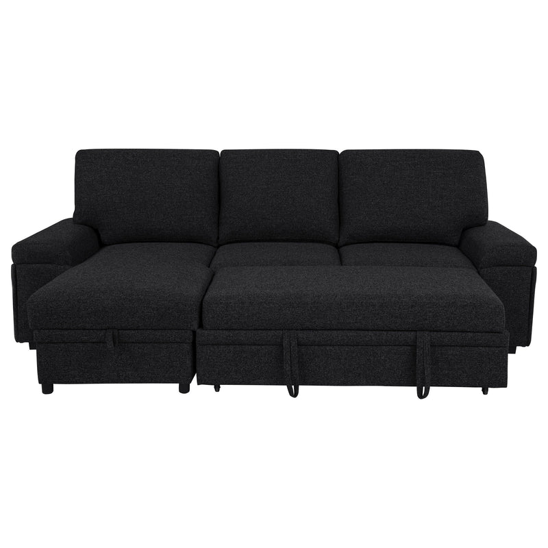 Demko Sleeper Sectional Sofa with Speaker and Storage Chaise Brown