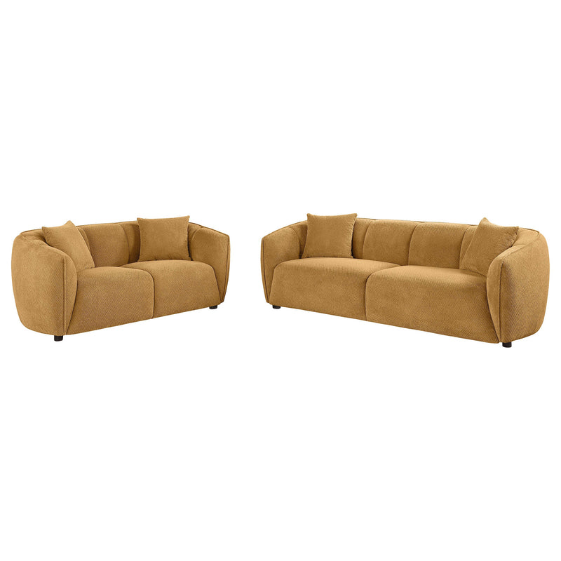 Aleisha 3-piece Chenille Upholstered Sofa Set Mustard Yellow