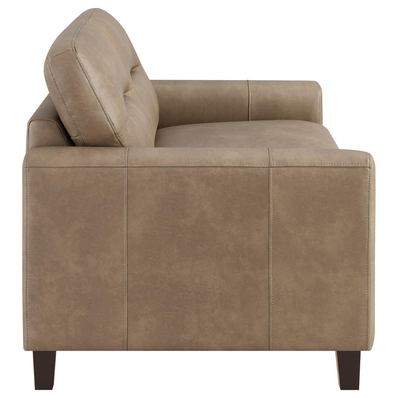 Scotland Faux Leather Upholstered Track Arm Loveseat