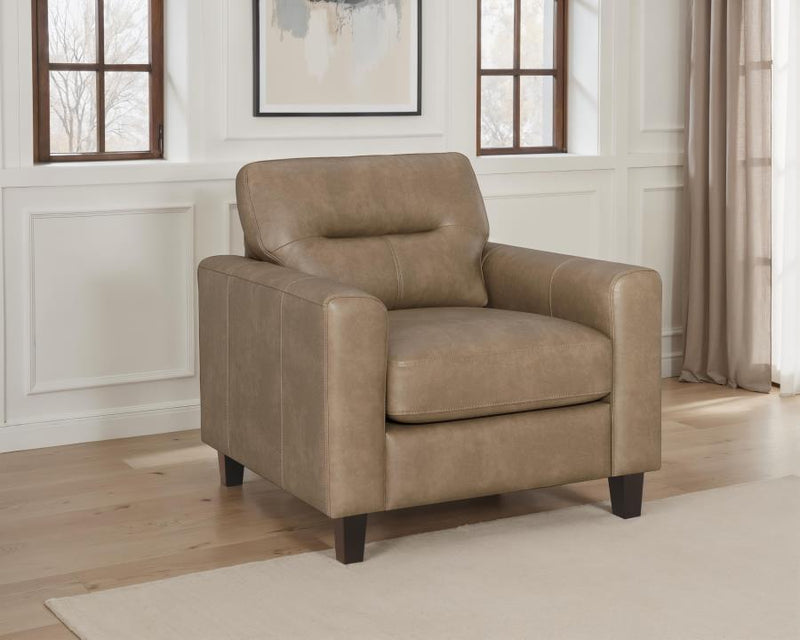 Scotland Faux Leather Upholstered Track Arm Chair