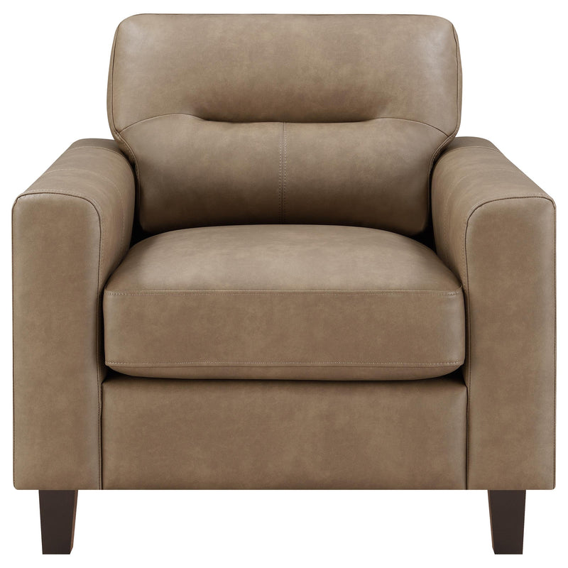 Scotland Faux Leather Upholstered Track Arm Chair