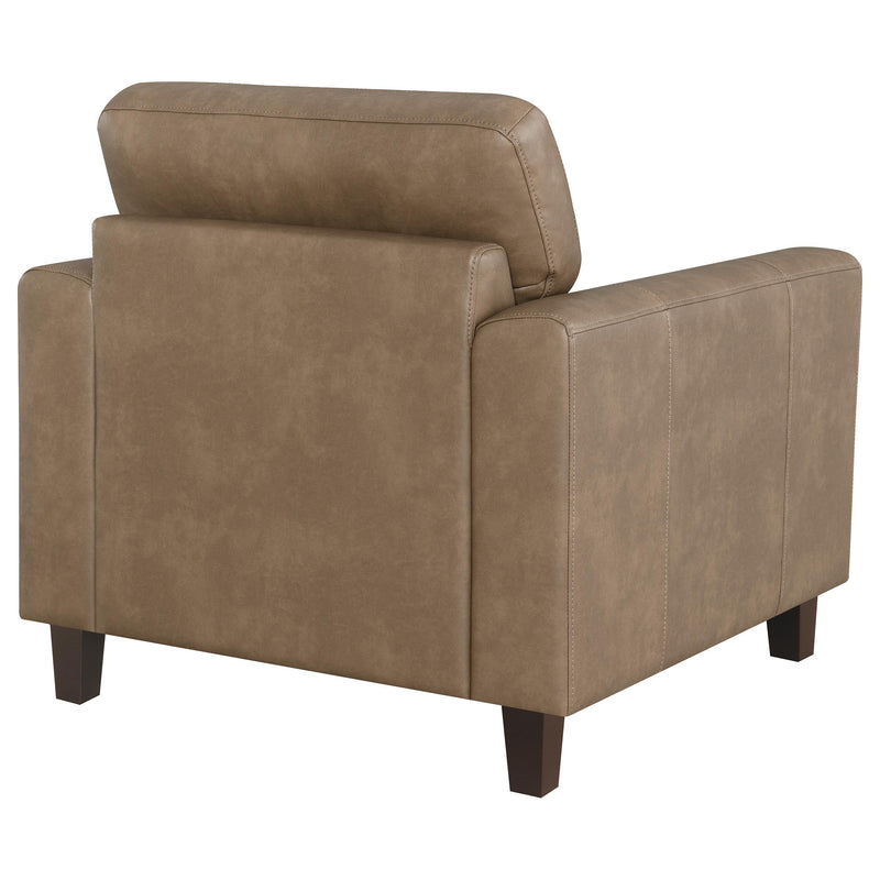 Scotland Faux Leather Upholstered Track Arm Chair