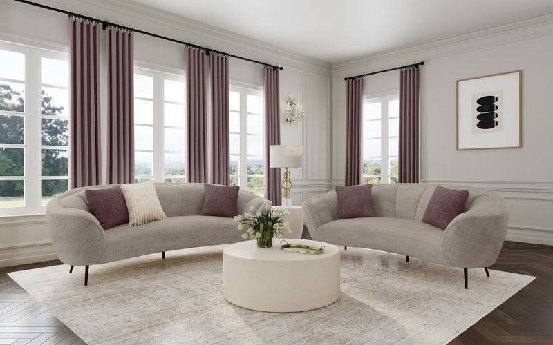 Ellorie Upholstered Curved Sofa Set Beige