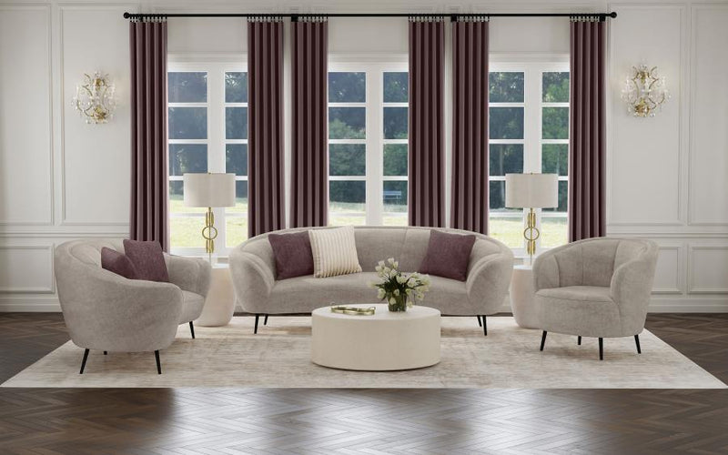 Ellorie Upholstered Curved Sofa Set Beige