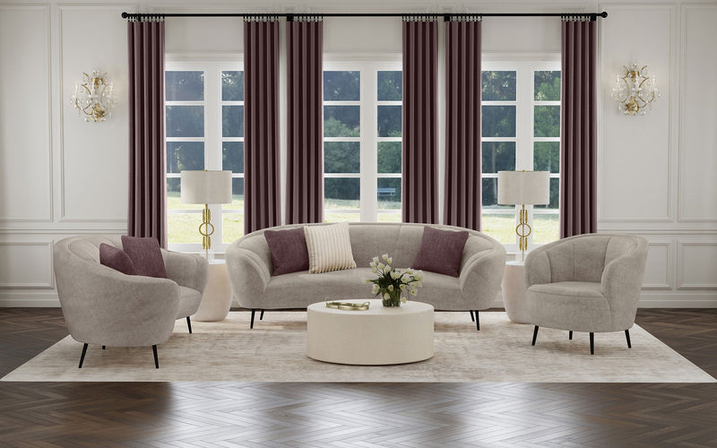 Ellorie Upholstered Curved Sofa Set Beige