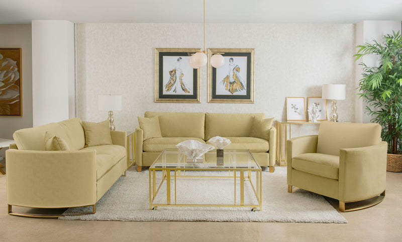 Corliss Velvet Upholstered Sofa Set