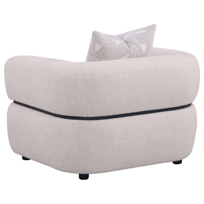 Jeanette Fabric Upholstered Round Arm Sofa Set Beige