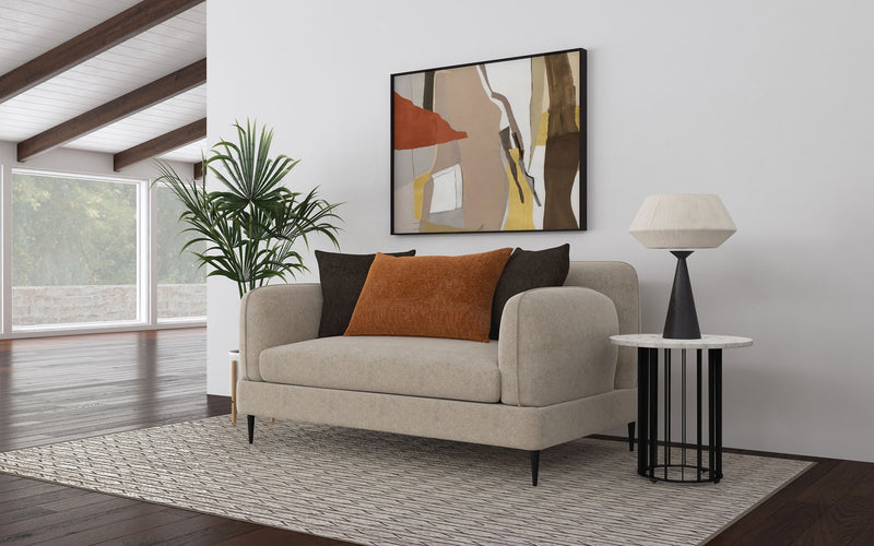 Jade Chenille Upholstered Sculpted Track Arm Loveseat