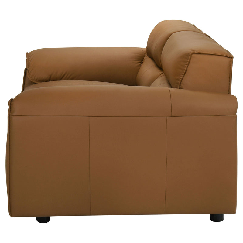 Buxton Top Grain Leather Upholstered Loveseat