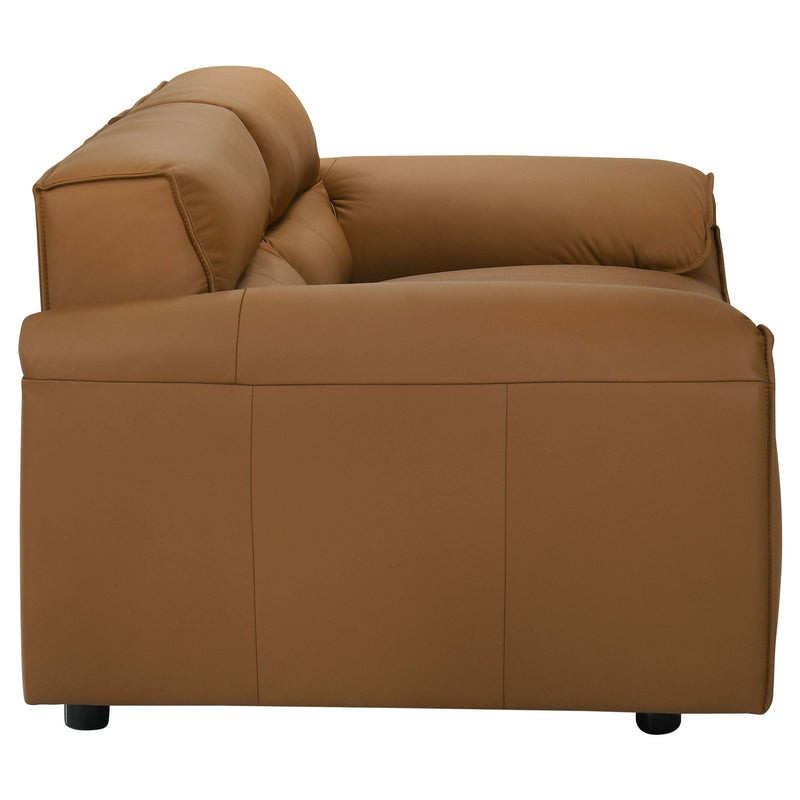 Buxton Top Grain Leather Upholstered Loveseat