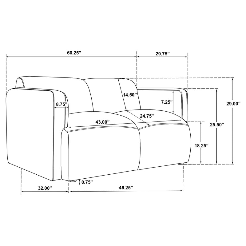 Dorset Fabric Upholstered Round Track Arm Loveseat