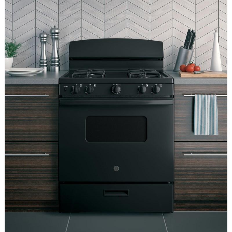 30-inch Freestanding Gas Range with Front Controls (JGBS10DEMBB)