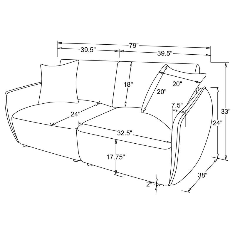 Elysia Chenille Upholstered Modular Lounge Sofa Coral