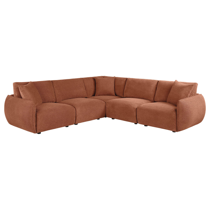Elysia Chenille Upholstered Modular Lounge Sofa Coral