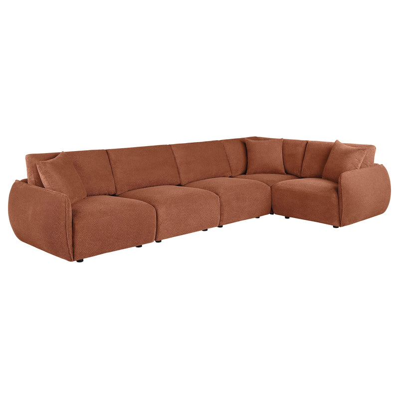 Elysia Chenille Upholstered Modular Lounge Sofa Coral