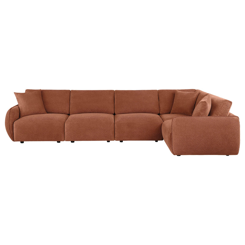 Elysia Chenille Upholstered Modular Lounge Sofa Coral