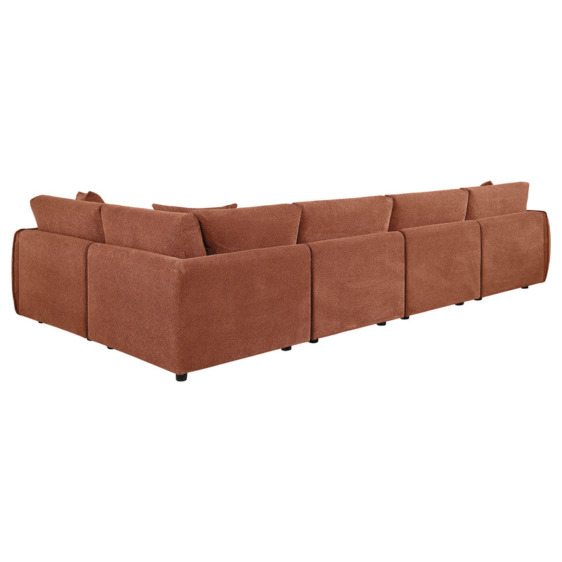 Elysia Chenille Upholstered Modular Lounge Sofa Coral