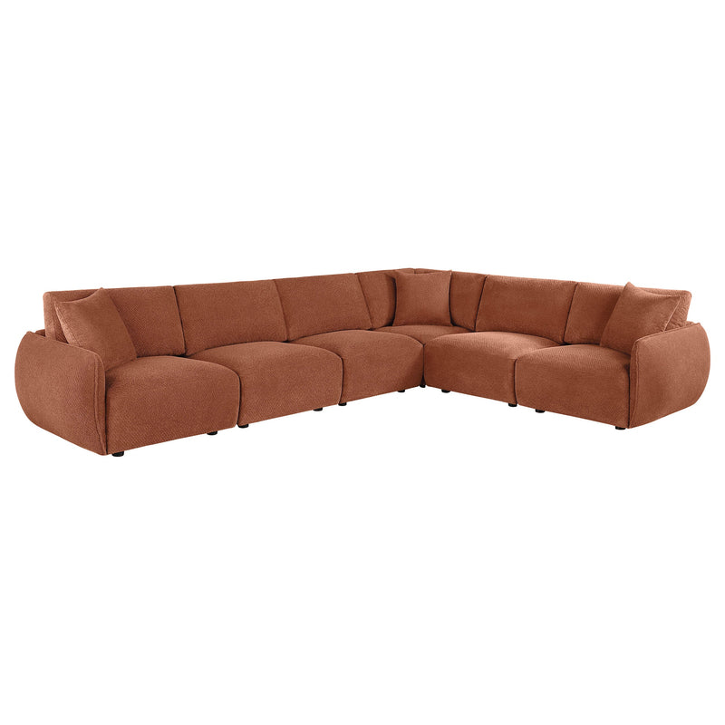 Elysia Chenille Upholstered Modular Lounge Sofa Coral