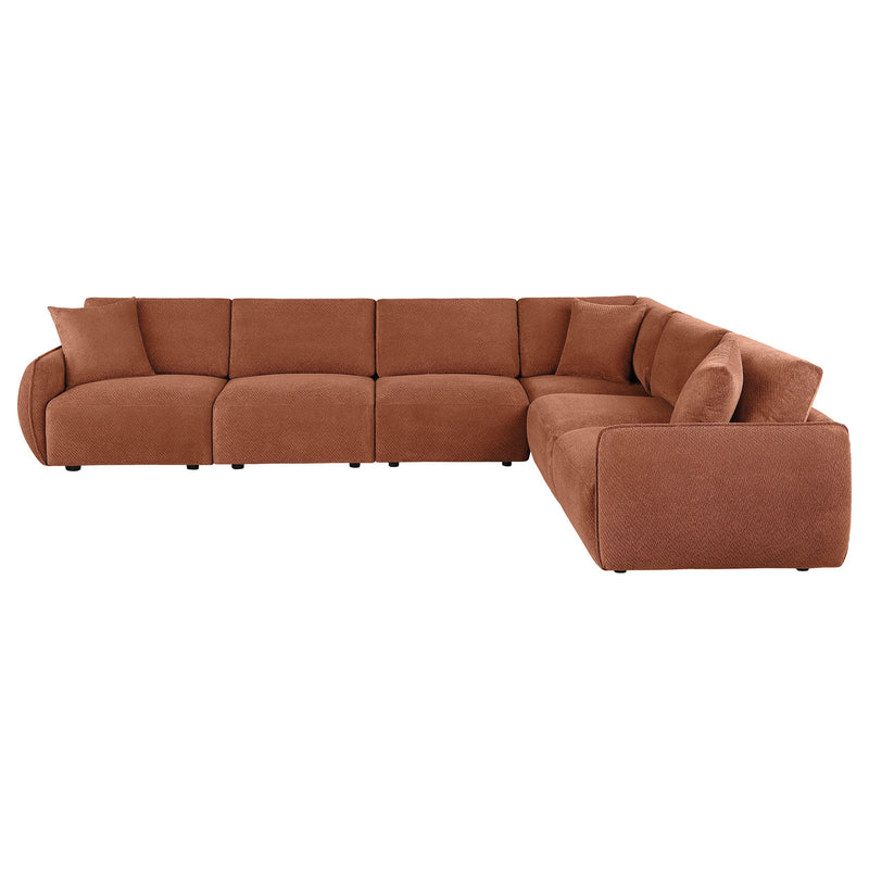 Elysia Chenille Upholstered Modular Lounge Sofa Coral