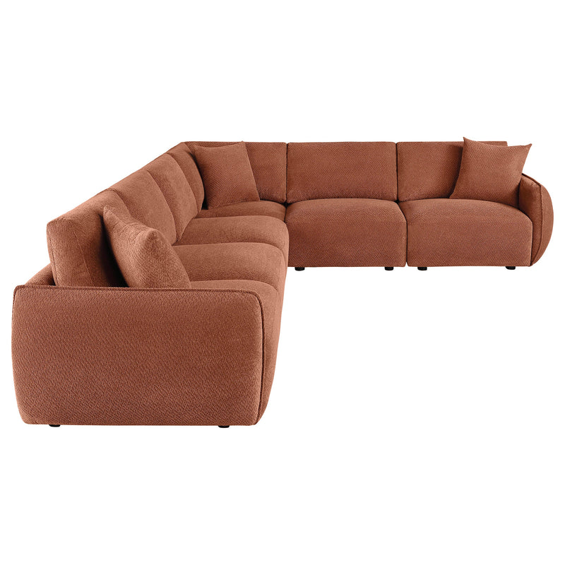 Elysia Chenille Upholstered Modular Lounge Sofa Coral