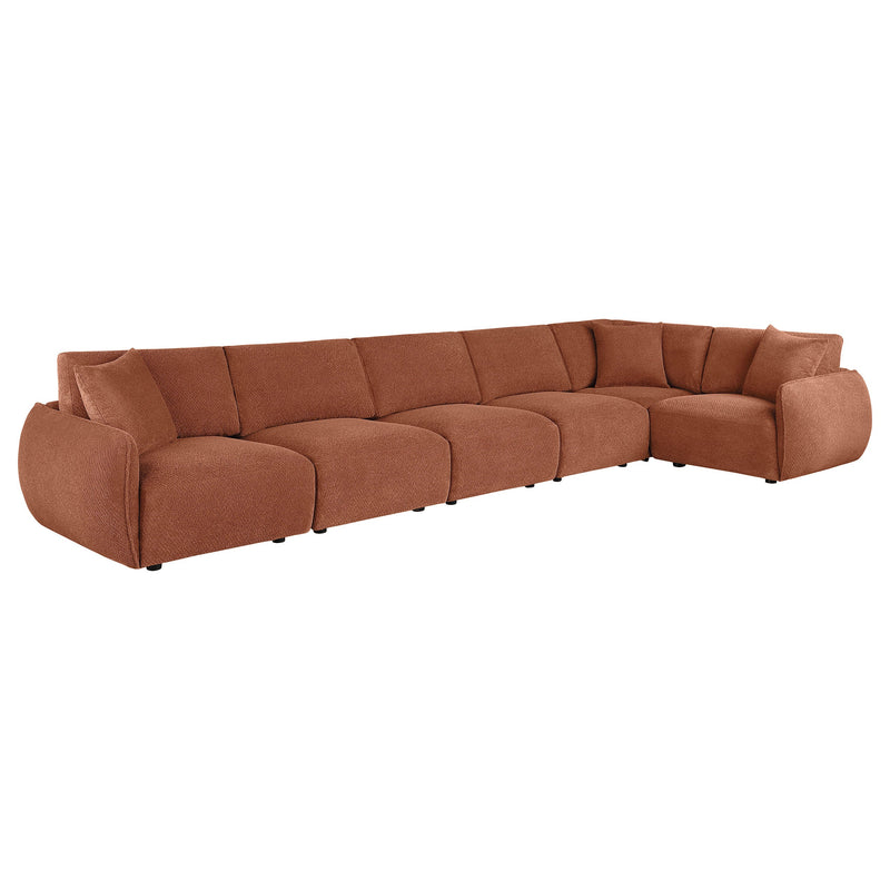 Elysia Chenille Upholstered Modular Lounge Sofa Coral