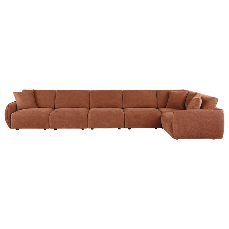 Elysia Chenille Upholstered Modular Lounge Sofa Coral