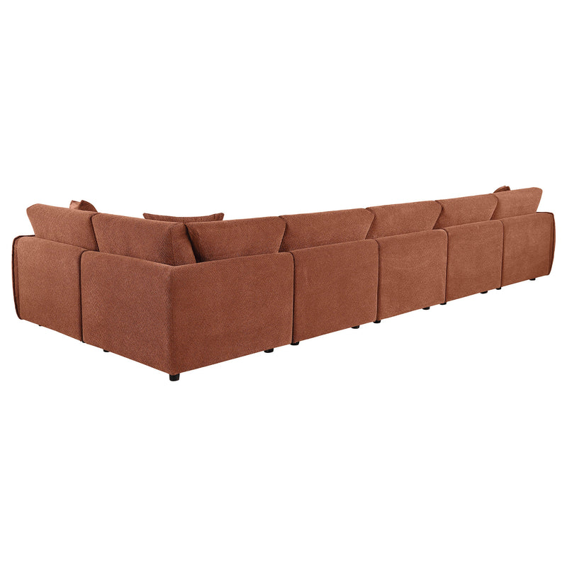 Elysia Chenille Upholstered Modular Lounge Sofa Coral
