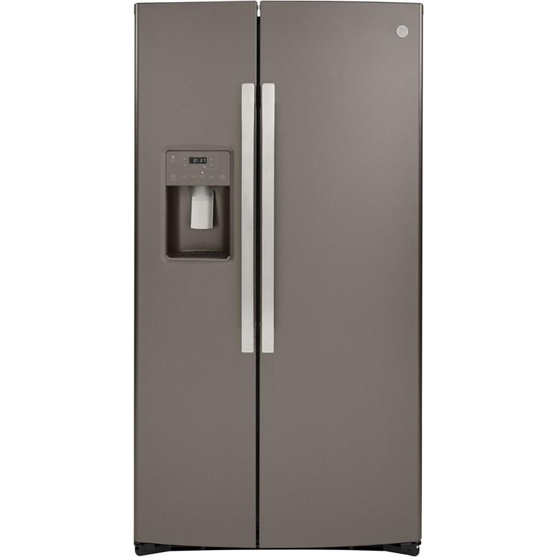 36-inch, 21.8 cu.ft. Counter-Depth Side-by-Side Refrigerator with Water and Ice Dispensing System (GZS22IMNES)