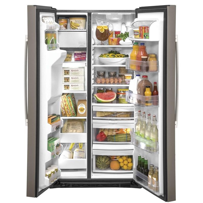 36-inch, 21.8 cu.ft. Counter-Depth Side-by-Side Refrigerator with Water and Ice Dispensing System (GZS22IMNES)