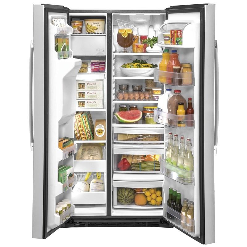 36-inch, 21.8 cu.ft. Counter-Depth Side-by-Side Refrigerator with Water and Ice Dispensing System (GZS22IYNFS)