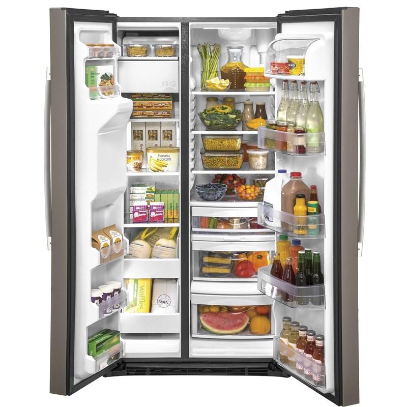 36-inch, 25.1 cu.ft. Freestanding Side-by-Side Refrigerator with Water and Ice Dispensing System (GSS25IMNES)