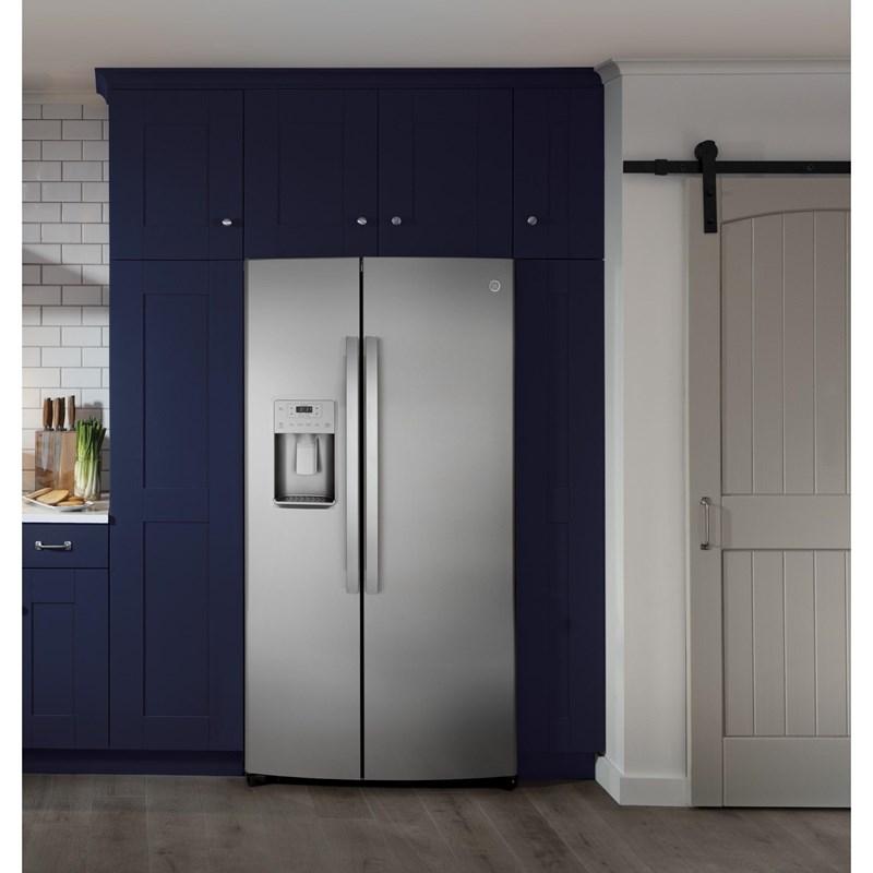 36-inch, 25.1 cu.ft. Freestanding Side-by-Side Refrigerator with Water and Ice Dispensing System (GSS25IYNFS)