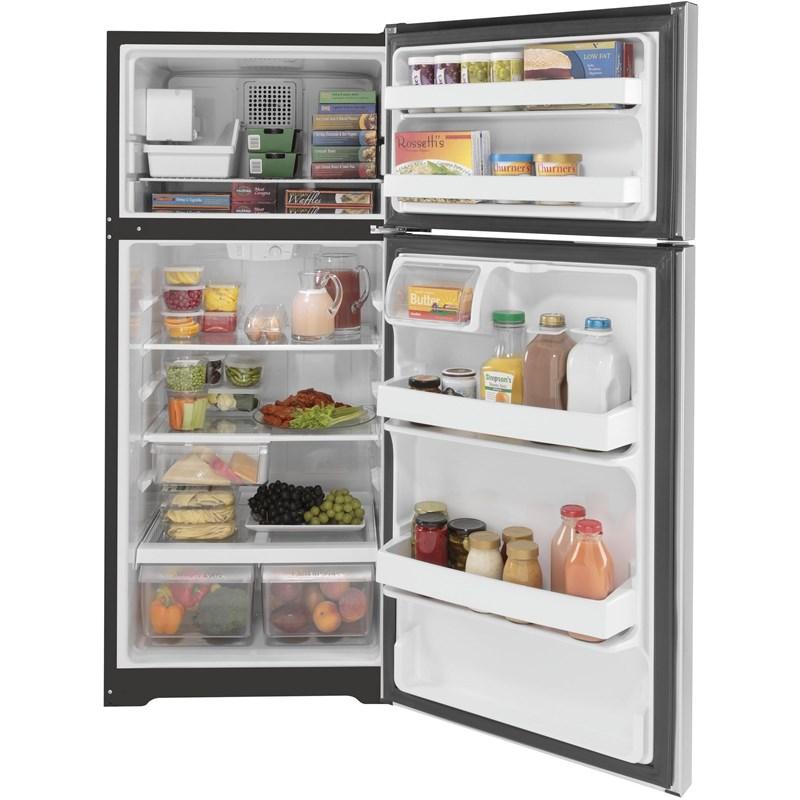 28-inch, 16.6 cu.ft. Freestanding Top Freezer Refrigerator with Internal Ice Maker (GIE17GSNRSS)