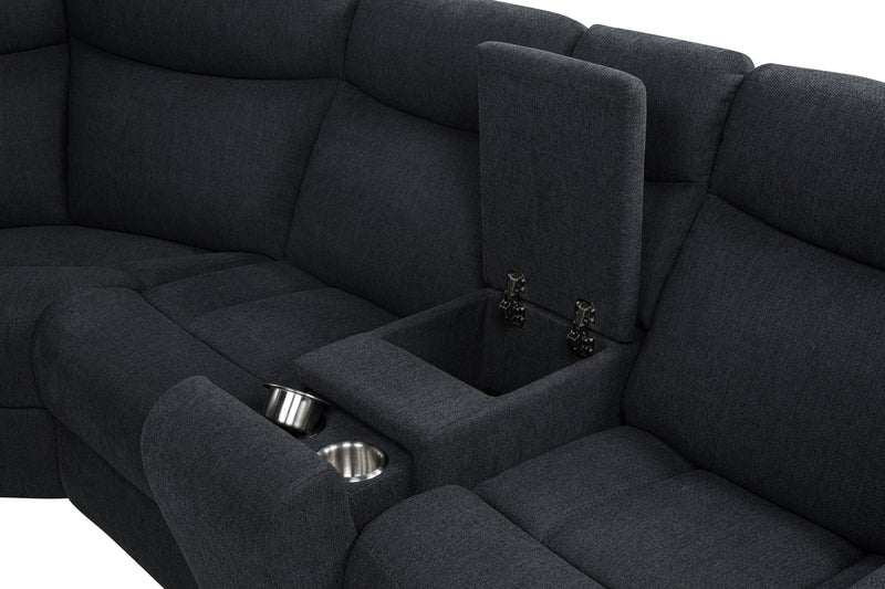 Hagen Upholstered Power Reclining Sectional Sofa Steel Grey